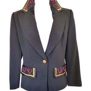 ESCADA vintage Blazer with beaded hearts  SZ 36